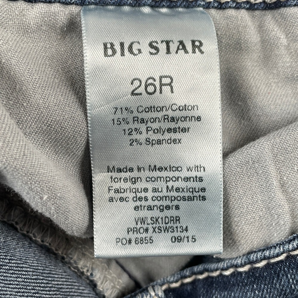 Big Star Jeans Womens 26R Blue Liv Skinny Low Rise Thick Stitch Denim Stretch - Picture 4 of 9